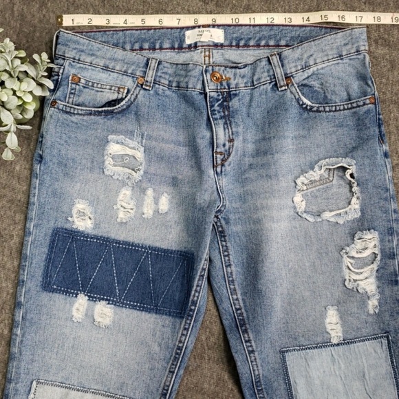 Mango Nancy Slim Distressed Patchwork Ripped Jeans - Picture 2 of 7